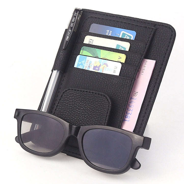 Multi-functional Auto Car Sun Visor Sunglass Holder Card Bill Ticket Storage Holder Pouch Bag(Black)