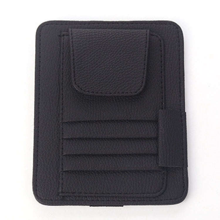 Multi-functional Auto Car Sun Visor Sunglass Holder Card Bill Ticket Storage Holder Pouch Bag(Black)