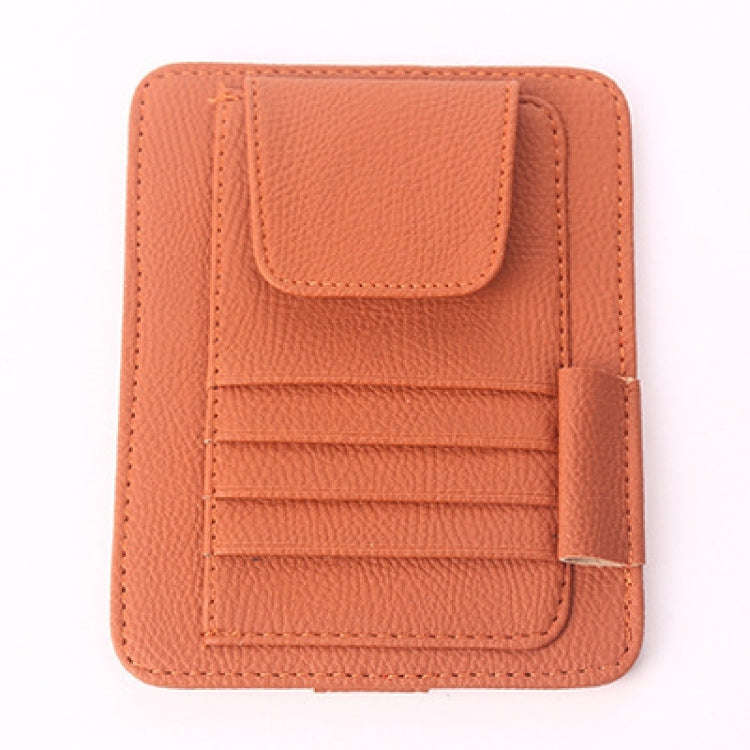 Multi-functional Auto Car Sun Visor Sunglass Holder Card Bill Ticket Storage Holder Pouch Bag(Brown)