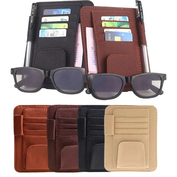Multi-functional Auto Car Sun Visor Sunglass Holder Card Bill Ticket Storage Holder Pouch Bag(Black)