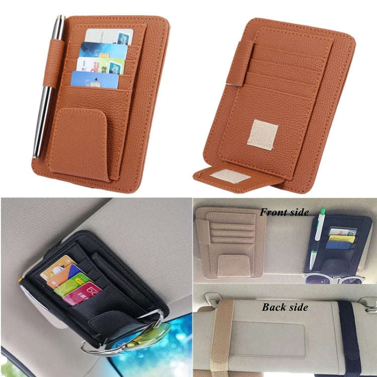 Multi-functional Auto Car Sun Visor Sunglass Holder Card Bill Ticket Storage Holder Pouch Bag(Black)