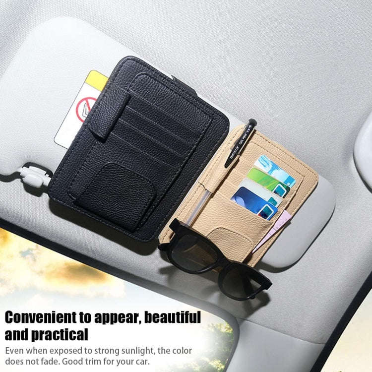 Multi-functional Auto Car Sun Visor Sunglass Holder Card Bill Ticket Storage Holder Pouch Bag(Black)