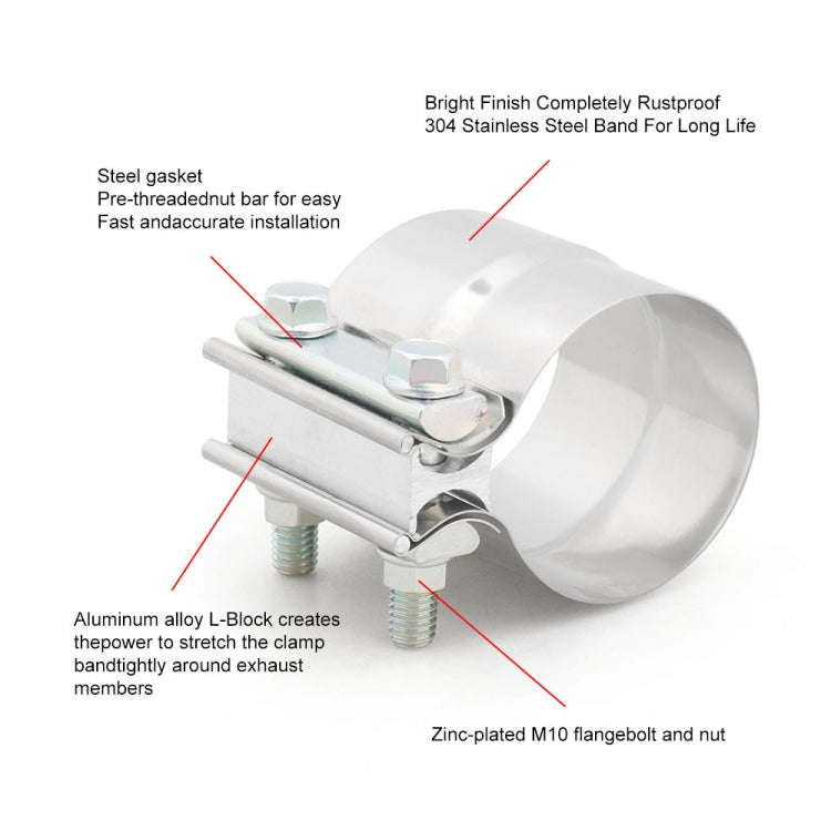 3 inch Car Turbo Exhaust Downpipe Stainless Steel Lap Joint Band Clamp