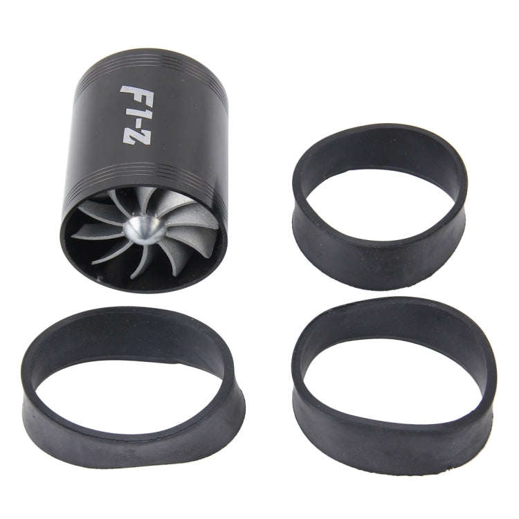 F1-Z Car Stainless Universal Supercharger Dual Double Turbine Air Intake Fuel Saver Turbo Turboin...