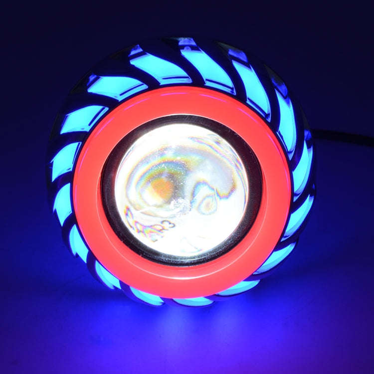 Motorcycle 30W DC 12V-85V LED Headlight Lens Built-in Whirlwind Double Aperture Angle Eyes + Devi...