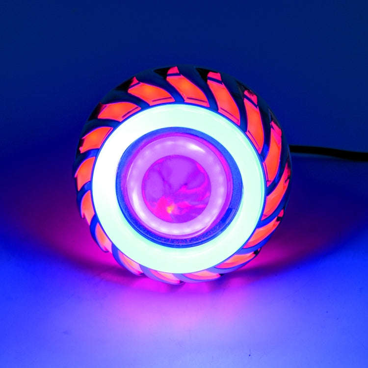 Motorcycle 30W DC 12V-85V LED Headlight Lens Built-in Whirlwind Double Aperture Angle Eyes + Devi...