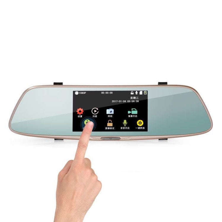 5 inch IPS Touch Screen Rear View Mirror Car Recorder with Dual Channel 720P Car Black Box, Separ...