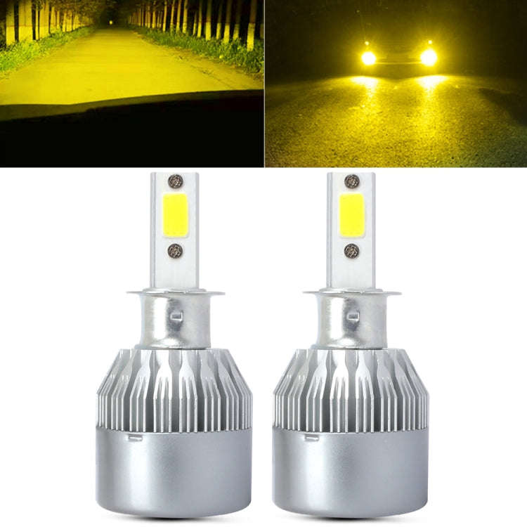 2 PCS  H3 18W 1800 LM 3000K IP68 Canbus Constant Current Car LED Headlight with 2 COB Lamps, DC 9...