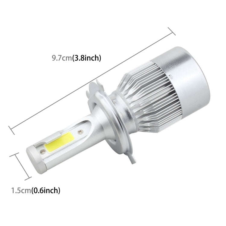 2 PCS  H4 18W 1800 LM 6000K IP68 Canbus Constant Current Car LED Headlight with 2 COB Lamps, DC 9...