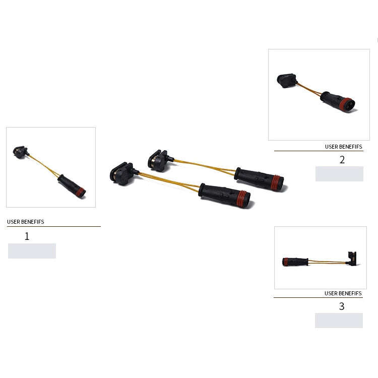 2 PCS Car Front Rear Brake Pad Sensor Cable 1645401017 2205401517 for Mercedes-Benz W164 2005-201...