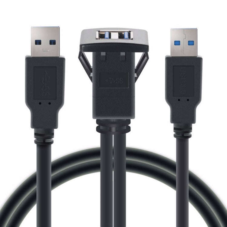 2m ABS Shell Flush Mount USB 3.0 Dock Car Ship Motorcycle Dashboard Panel Male to Female Data Wat...