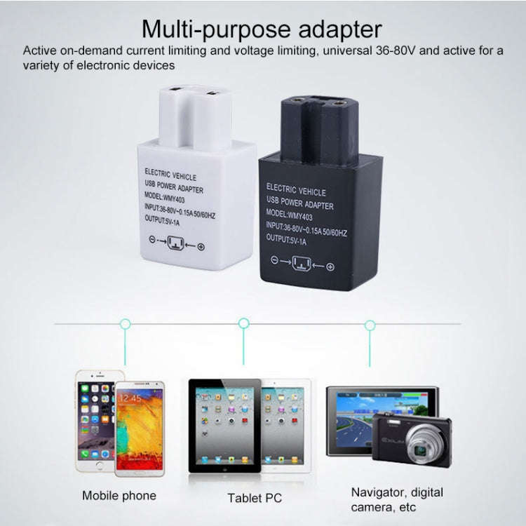 Electrical Motorcycle 36-80V 2A Double Port USB Mobile-phone Charger Adapter (White)
