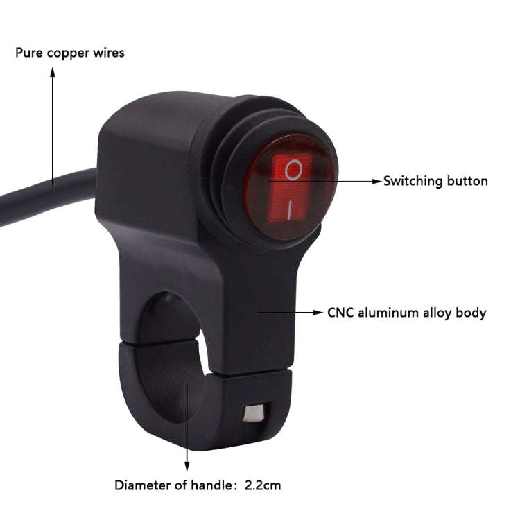 Motorcycle Headlight Auxiliary Light Waterproof Aluminum Alloy Single Flash Switches with Indicat...