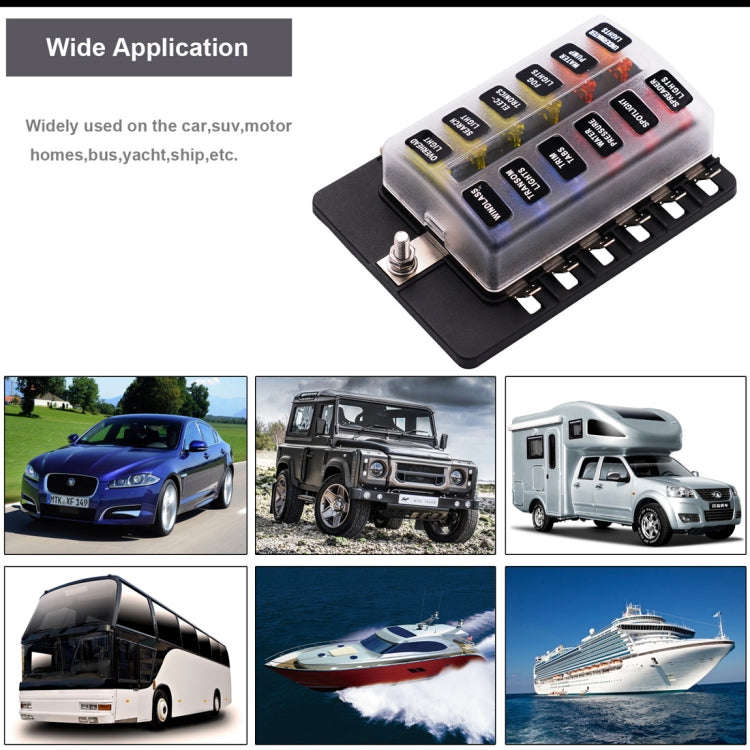 1 in 12 Out Fuse Box PC Terminal Block Fuse Holder Kits with LED Warning Indicator for Auto Car T...