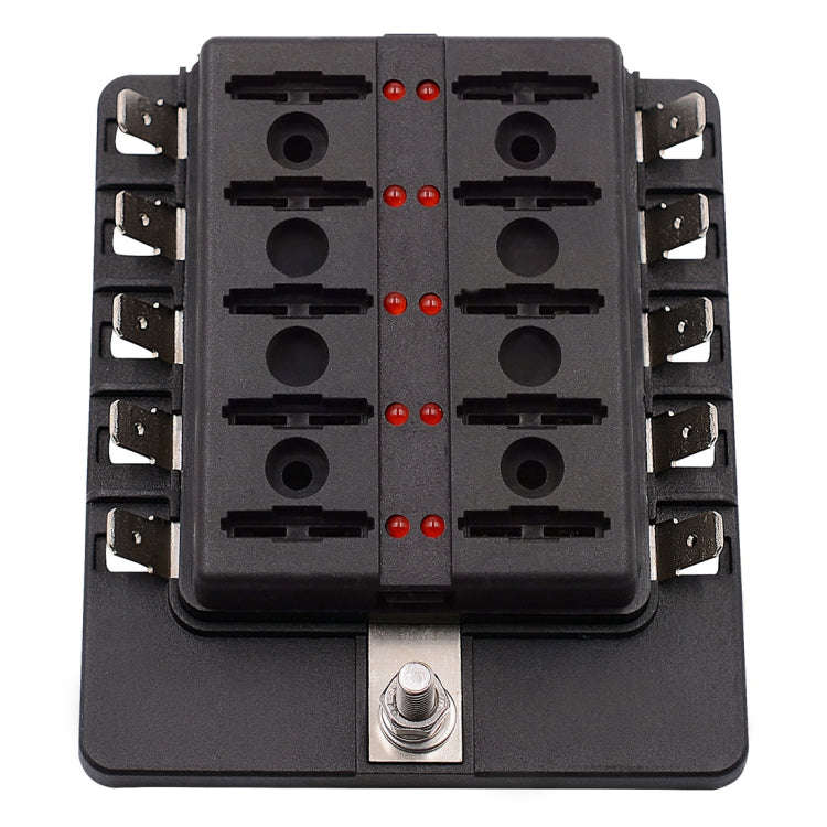 1 in 10 Out Fuse Box PC Terminal Block Fuse Holder Kits with LED Warning Indicator for Auto Car T...