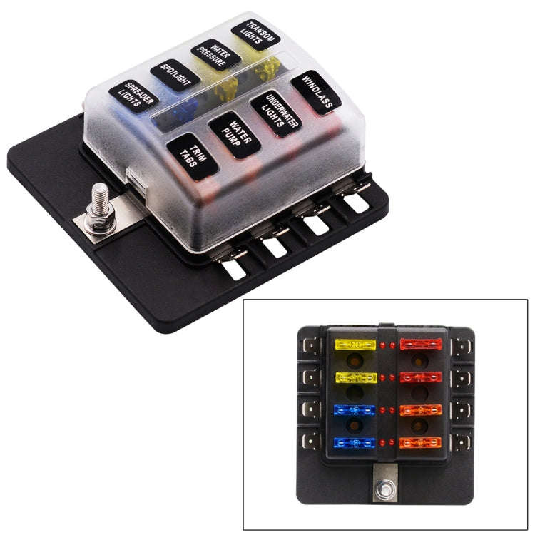 1 in 8 Out Fuse Box PC Terminal Block Fuse Holder Kits with LED Warning Indicator for Auto Car Tr...