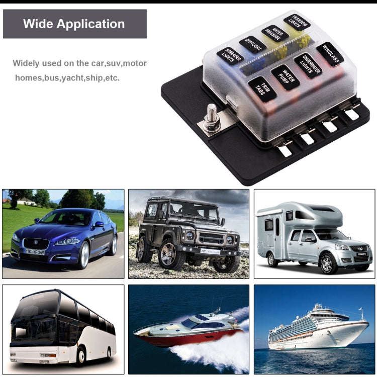 1 in 8 Out Fuse Box PC Terminal Block Fuse Holder Kits with LED Warning Indicator for Auto Car Tr...