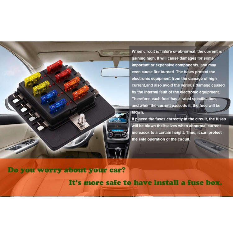 1 in 8 Out Fuse Box PC Terminal Block Fuse Holder Kits with LED Warning Indicator for Auto Car Tr...