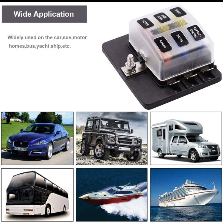 1 in 6 Out Fuse Box PC Terminal Block Fuse Holder Kits with LED Warning Indicator for Auto Car Tr...