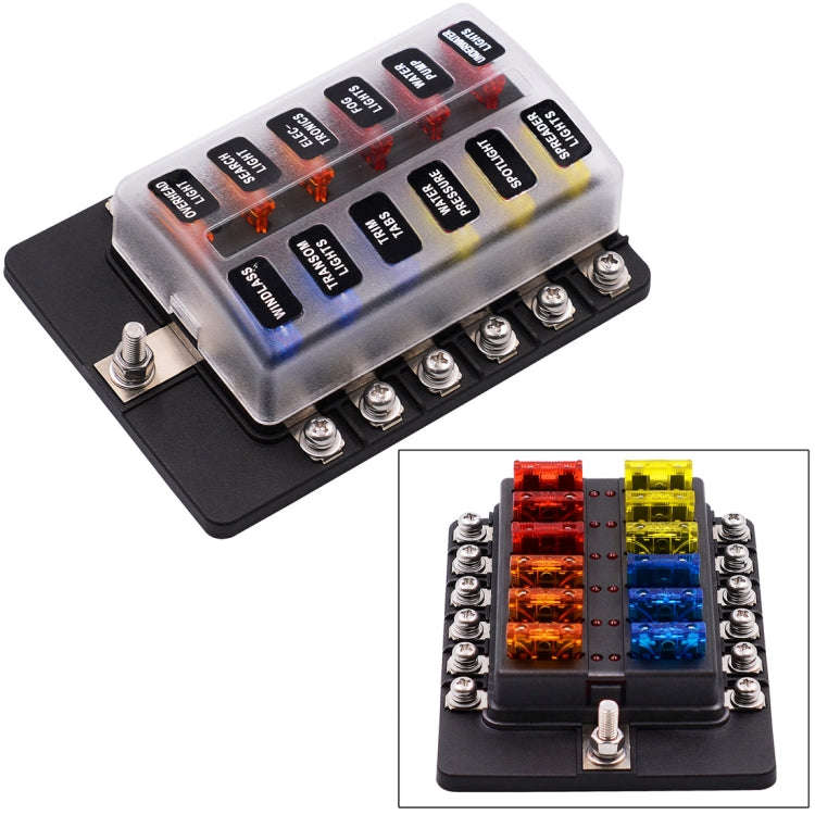 1 in 12 Out Fuse Box Screw Terminal Section Fuse Holder Kits with LED Warning Indicator for Auto ...