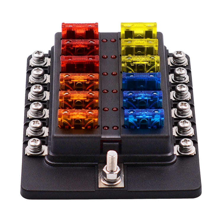 1 in 12 Out Fuse Box Screw Terminal Section Fuse Holder Kits with LED Warning Indicator for Auto ...