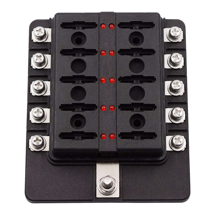 1 in 10 Out Fuse Box Screw Terminal Section Fuse Holder Kits with LED Warning Indicator for Auto ...