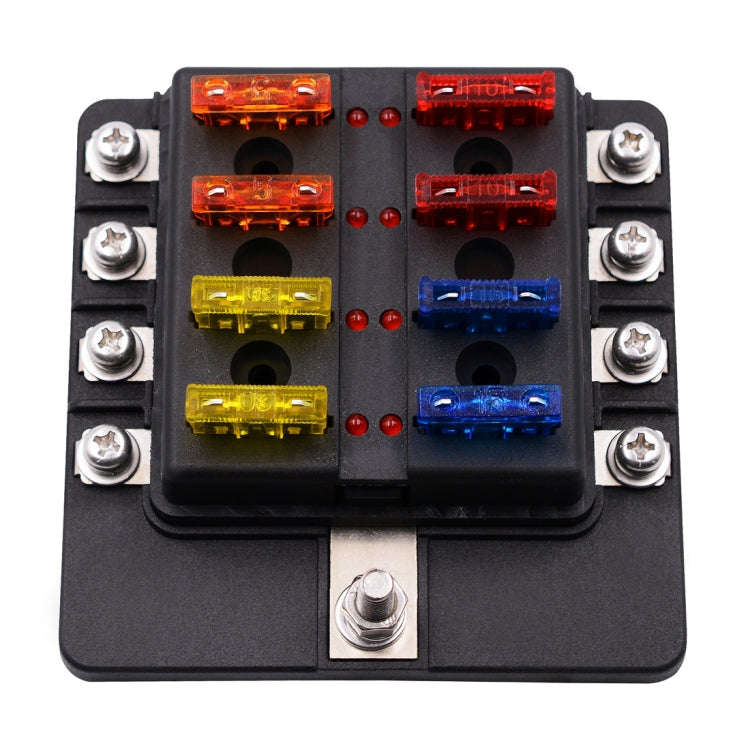 1 in 8 Out Fuse Box Screw Terminal Section Fuse Holder Kits with LED Warning Indicator for Auto C...