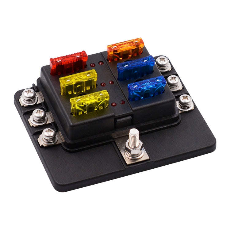 1 in 6 Out 6 Way Circuit Fuse Box Screw Terminal Section Fuse Holder Kits with LED Warning Indica...