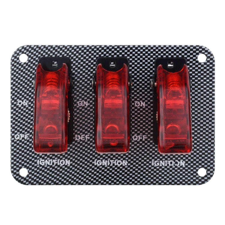 Jtron DV 12V Carbon Fiber Surface Panel Car Toggle Switch with Red LED Indicator(Red)