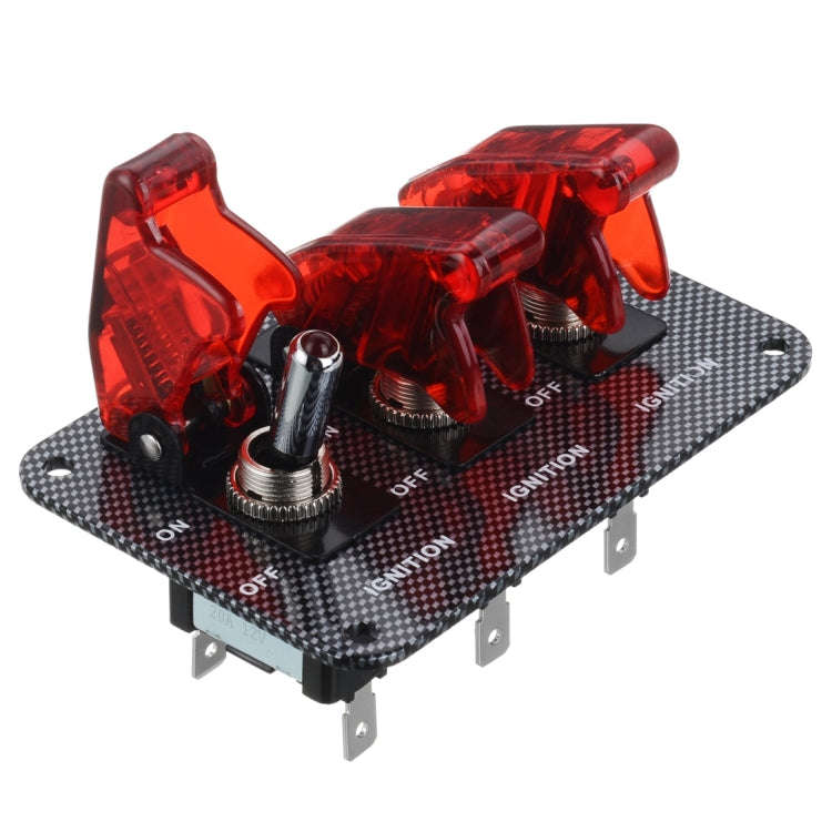 Jtron DV 12V Carbon Fiber Surface Panel Car Toggle Switch with Red LED Indicator(Red)