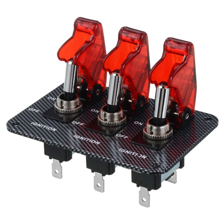 Jtron DV 12V Carbon Fiber Surface Panel Car Toggle Switch with Red LED Indicator(Red)