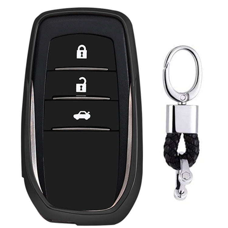 Electroplating TPU Single-shell Car Key Case with Key Ring for TOYOTA HIGHLANDER / CROWN / PRADO ...