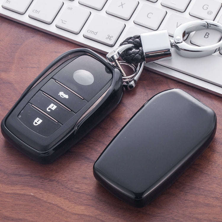 Electroplating TPU Single-shell Car Key Case with Key Ring for TOYOTA HIGHLANDER / CROWN / PRADO ...