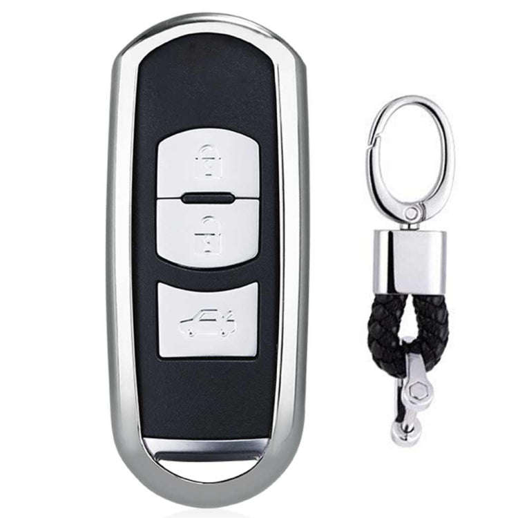 Electroplating TPU Single-shell Car Key Case with Key Ring for Mazda 3 AXELA / CX-8 / CX-5 / CX-4...