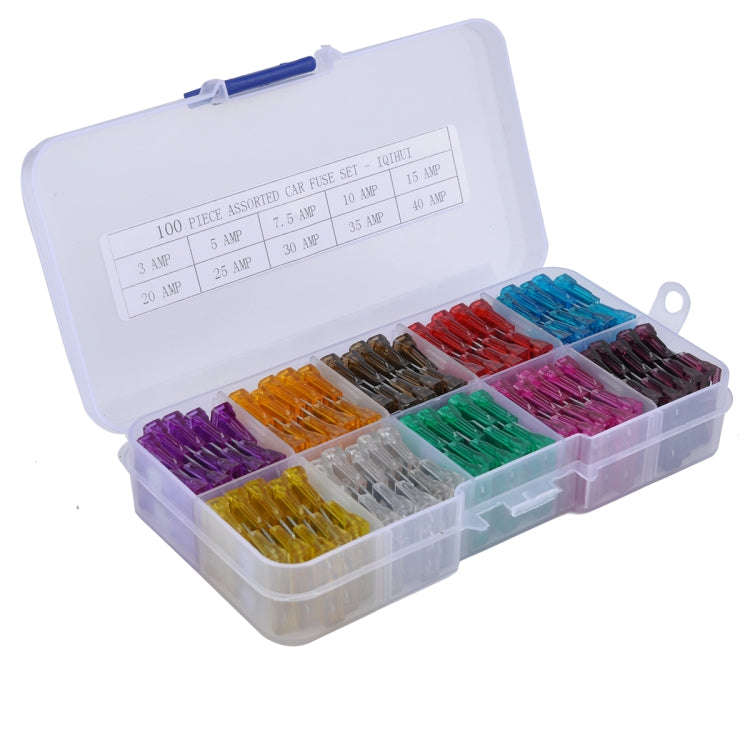 100 PCS Mix Assorted Car Motorcycle Truck Blade Fuse Set 3A 5A 7.5A 10A 15A 20A 25A 30A 35A 40A w...