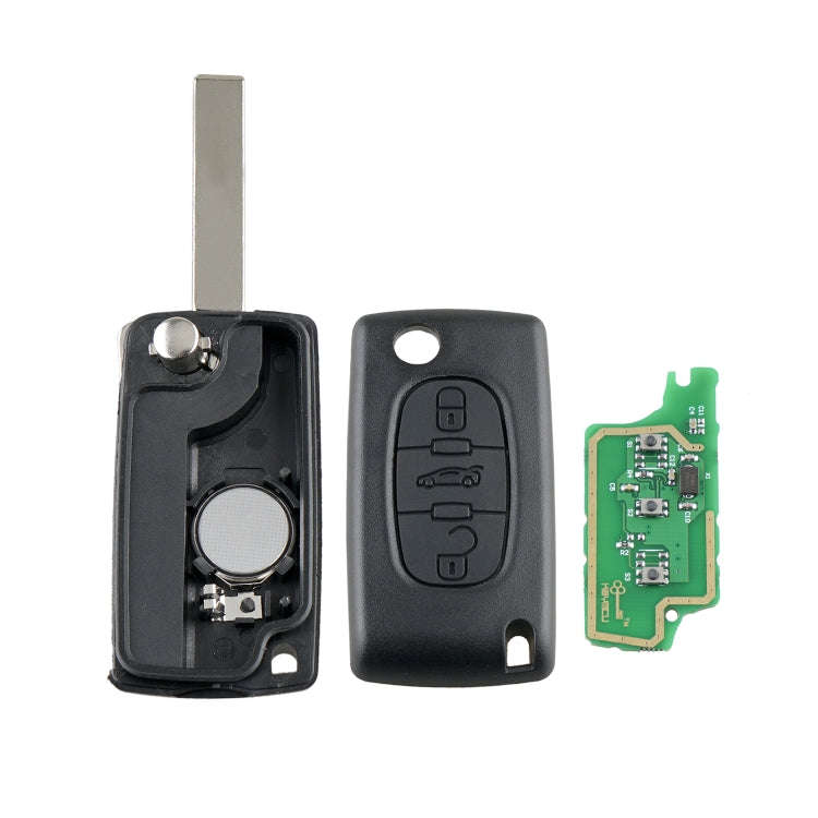 For PEUGEOT 3 Buttons Intelligent Remote Control Car Key with Integrated Chip & Battery & Holder ...