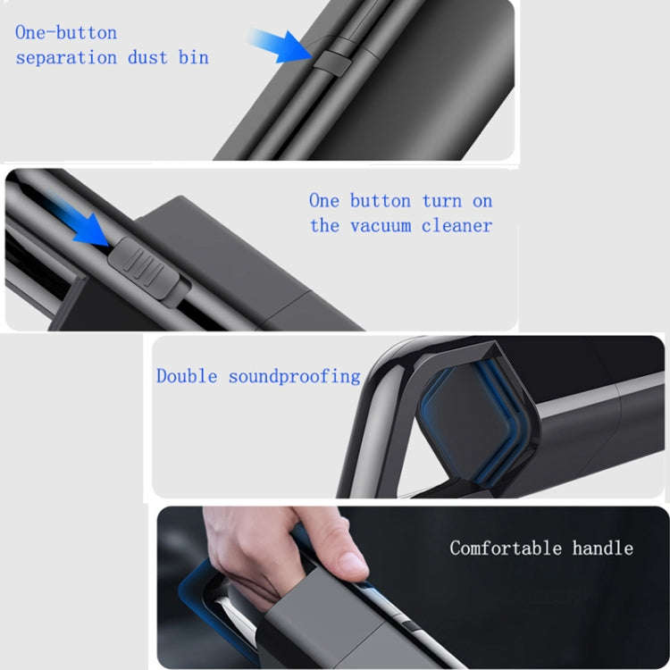 Car Portable Wireless 120W Handheld Powerful Vacuum Cleaner (White)