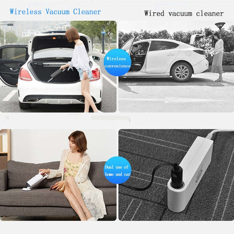 Car Portable Wireless 120W Handheld Powerful Vacuum Cleaner (White)