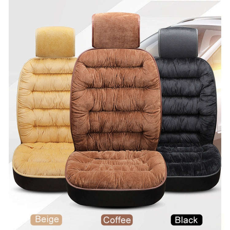 Car Thick Plush Seat Cushion Warmer Cover Winter Seat Mat (Black)