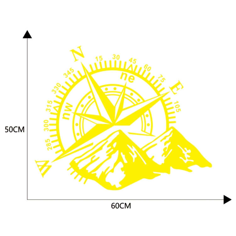 Car Styling Mountain Compass PVC Sticker Auto Decorative Sticker (Yellow)
