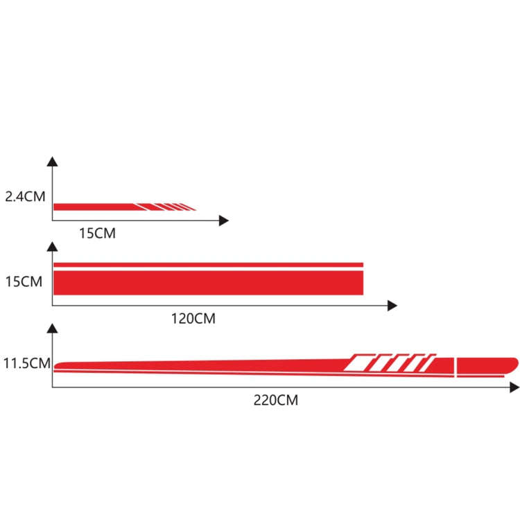 5 in 1 Car Styling Stripe Hood PVC Sticker Auto Decorative Sticker (Red)