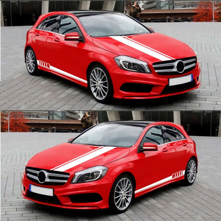 5 in 1 Car Styling Stripe Hood PVC Sticker Auto Decorative Sticker (White)