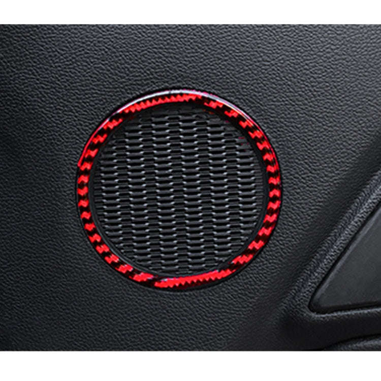 2 in 1 Car Carbon Fiber Door Horn Ring Small Size Decorative Sticker for Ford Mustang 2015-2020, ...