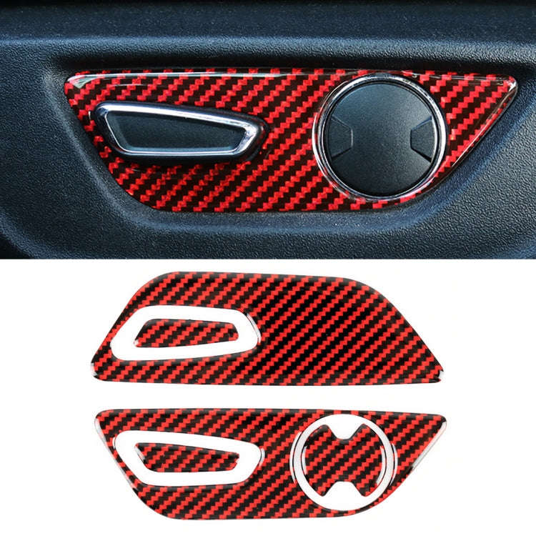 5 in 1 Car Carbon Fiber Seat Adjustment Button Decorative Sticker for Ford Mustang 2015-2020, Lef...