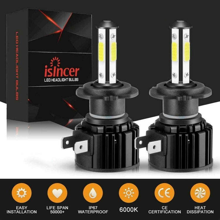 F8 H7 2 PCS 22W 3000LM 6000K Four Side DOB LED Headlight Fog Light Bulbs High Beam Conversion Kit...