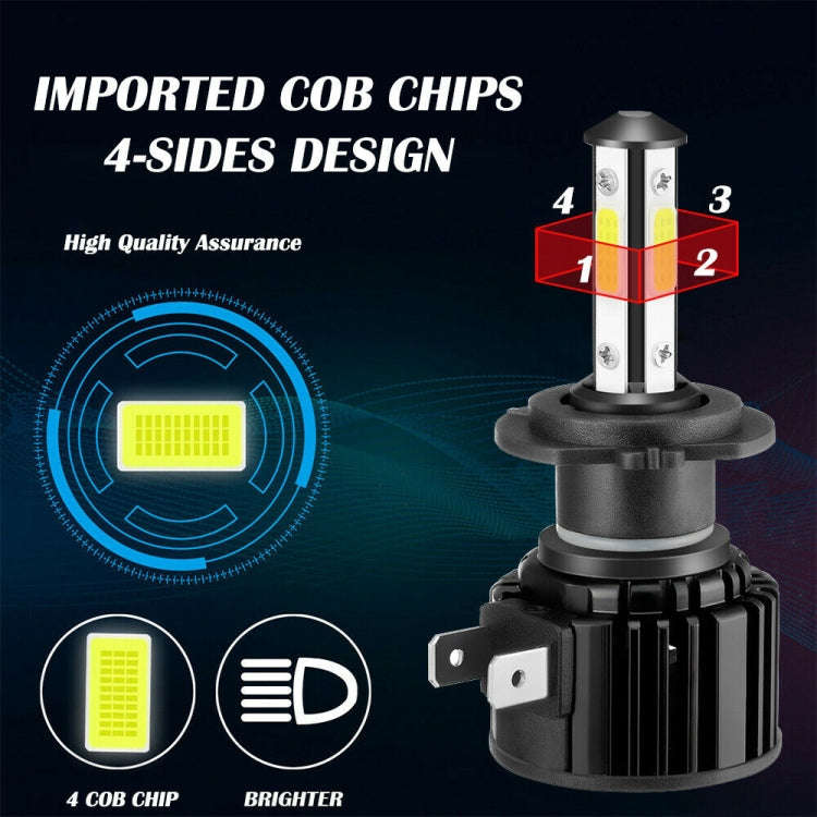 F8 H7 2 PCS 22W 3000LM 6000K Four Side DOB LED Headlight Fog Light Bulbs High Beam Conversion Kit...