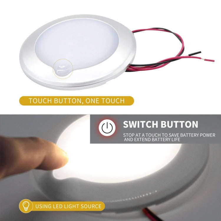 DC 9-30V 4.5W 3000-3300K IP67 Marine RV Dimmable 150mm LED Dome Light Ceiling Lamp, with Touch Co...