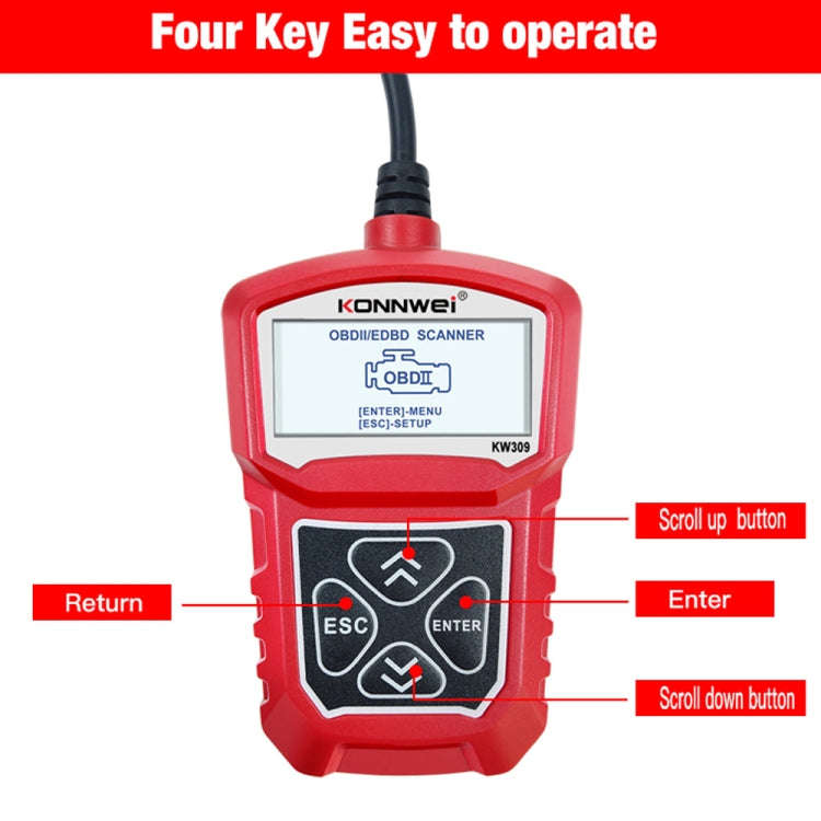 KONNWEI KW309 V309 V310 MS309 Code Reader OBD2 Scanner Diagnostic Tool(Red)