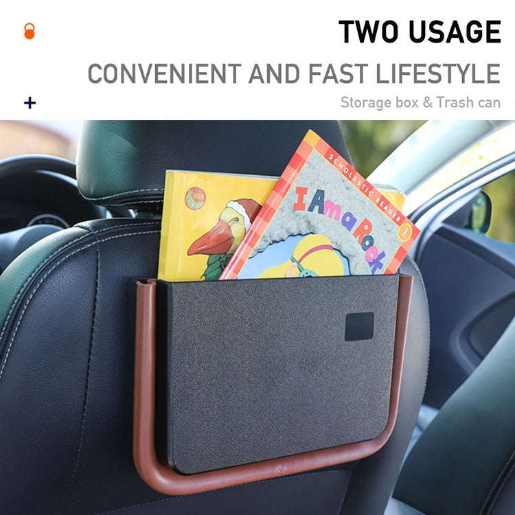 929 Car Foldable Hanging Trash Can Storage Bin with Small Table (Beige)