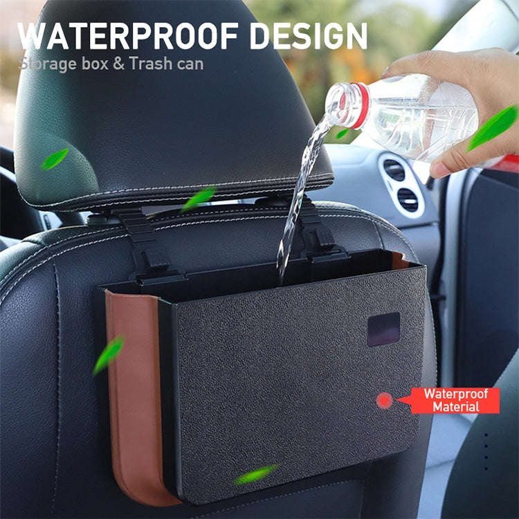 929 Car Foldable Hanging Trash Can Storage Bin with Small Table (Beige)